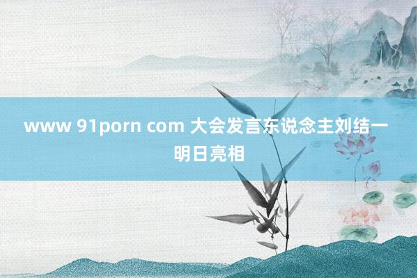 www 91porn com 大会发言东说念主刘结一 明日亮相