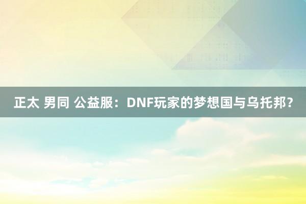 正太 男同 公益服：DNF玩家的梦想国与乌托邦？
