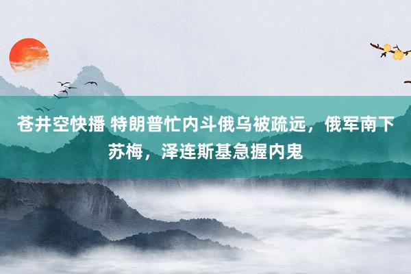 苍井空快播 特朗普忙内斗俄乌被疏远，俄军南下苏梅，泽连斯基急握内鬼