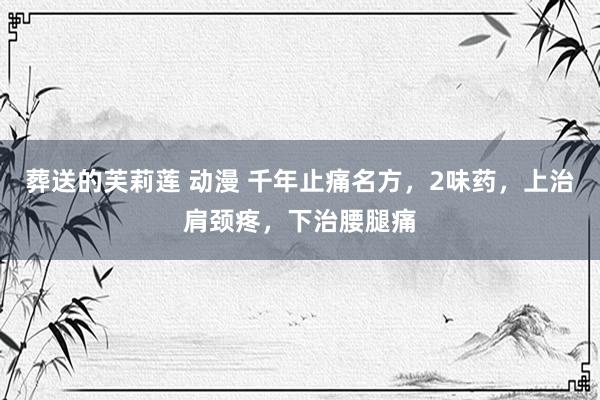 葬送的芙莉莲 动漫 千年止痛名方，2味药，上治肩颈疼，下治腰腿痛